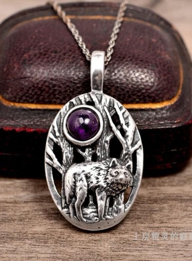 庭院月夜925银紫晶设计师吊坠链