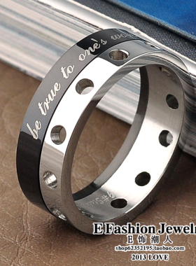 男士食指日韩风钛钢饰品刻字尾戒