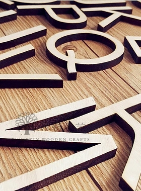 diy英文大小写墙贴手工木质摆件