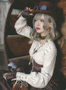 熠先生的蒸汽大陆 steampunk蒸汽朋克咖棕皮革choker颈圈脖圈脖饰