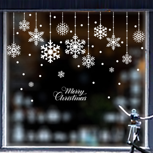 新年圣诞雪花玻璃贴圣诞节装饰品窗花贴纸橱窗贴店铺窗户贴画墙贴