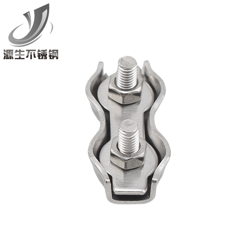 源生 304不锈钢丝绳双夹 不锈钢紧固夹 钢丝绳用夹头卡头 M2-M12 - 图0