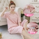 Bà bầu đồ ngủ mùa hè phần mỏng trong tay áo cotton điều dưỡng bộ đồ ngủ kích thước lớn cho ăn quần áo sau sinh đi chơi ngoài nhà - Giải trí mặc / Mum mặc bộ sau sinh cotton Giải trí mặc / Mum mặc