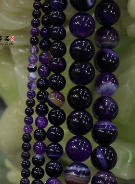 玛瑙优化紫色圆珠子 4-12mm手串散珠自做diy手链藏珠隔珠饰品配件