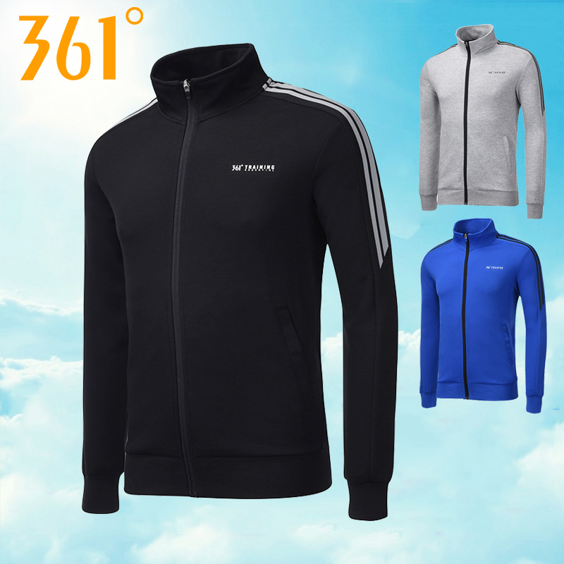 361 degree men's sports jacket 2020 spring new cardigan sports sweater 361 solid color student jacket male Y