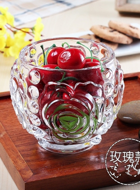 欧式创意加厚花瓶玻璃多肉圆形