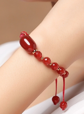 纯然红玛瑙转运珠民族时尚手链