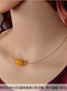 日本进口925纯银弹力项圈项链女穿针式银镀18k金锁骨链调节链颈圈