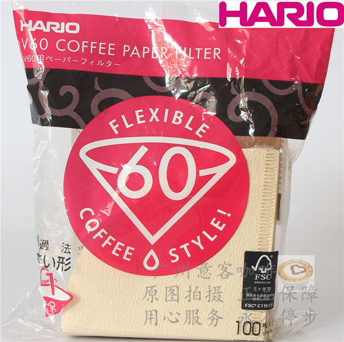 日本HARIO V60咖啡滤纸原木100袋装40枚入漂白V型滤纸V01V02滤纸 - 图0