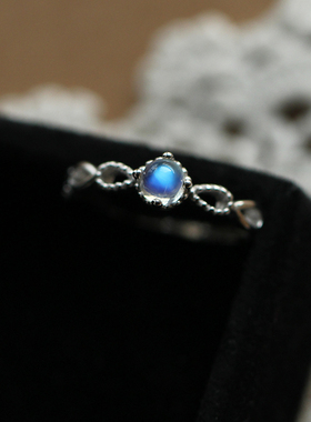 天然斯里兰卡简约戒指可调节月光