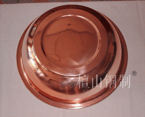 保真加厚纯铜洗漱紫铜脸盆铜洗手盆结婚陪嫁家用风水铜盆37*10cm - 图2