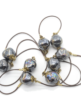 长款手工黑色毛衣项链