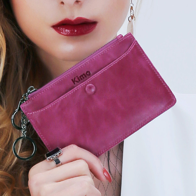 kimo新款女牛皮拉链简约真皮钱包 尔首箱包钱包