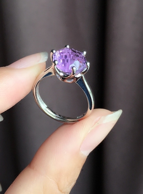 纯银皇冠天然水晶戒指烟花工艺