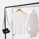 Early spring quarter-sleeved flared sleeve top for women versatile short slim base shirt tight white T-shirt for women