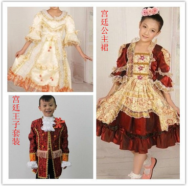 歐洲女童宮廷禮服裙英國貴族服裝歐式兒童王子服飾舞臺演出服套裝