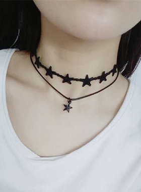 蕾丝少女风韩版双层项圈锁骨链