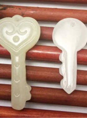 diy天然和田玉钥匙毛衣链小吊坠