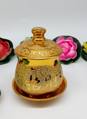 金色沙金招财水杯仙家佛圣水杯