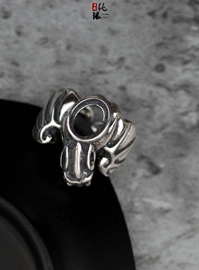 纯银欧美蝙蝠朋克风活口戒指托