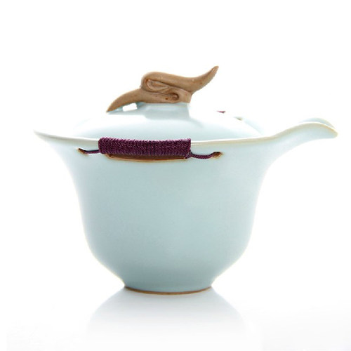 陶立方 汝窑陶瓷茶壶天青手抓壶台湾三才碗汝瓷茶碗家用泡茶器 - 图3