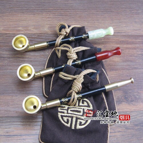 手工老式烟斗旱烟袋锅子玉石玛瑙烟嘴旱烟杆复古老人烟袋锅 大锅 - 图2