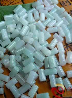 今石缘 天然翡翠A货小竹管配件 diy翡翠配件节节高
