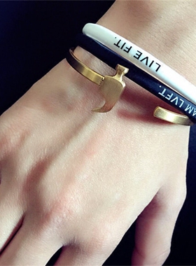 美国原创复古钛钢形状情侣手环