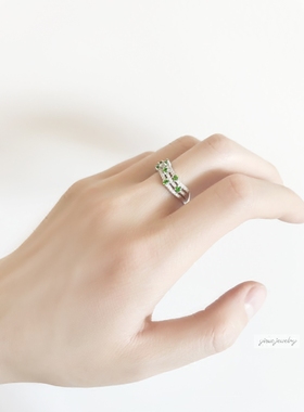 繁星春水天然透辉石沙弗来戒指