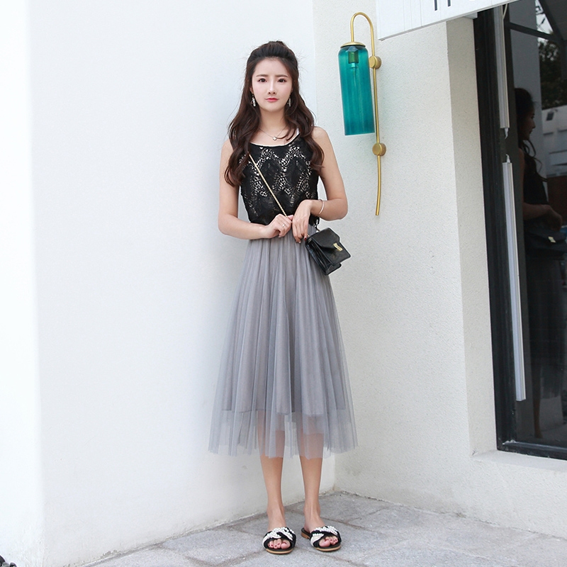 2020新款春夏仙女裙中长款网纱裙子 歌曼蔻半身裙