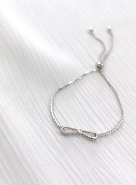 微镶锆石纯银可调节大小蛇骨手链