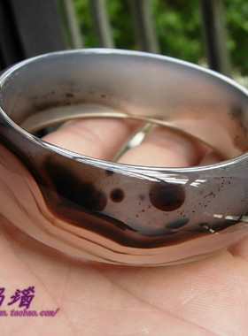 纯天然原色纹理加宽加厚玛瑙手镯