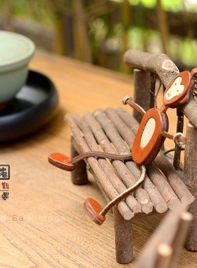 可爱萌物牛皮手工猴子钥匙扣挂饰