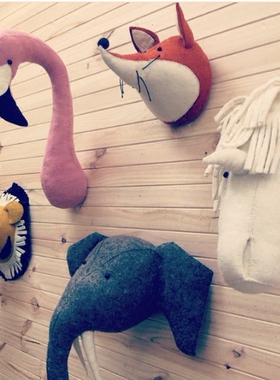 北欧ins定制儿童宝宝房羊毛毡动物头壁挂环保墙挂立体造型装饰潮