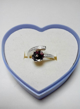 925银镶水钻活口蓝珀线条戒指托