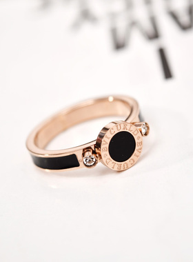 精品钛钢个性黑色圆形食指环戒指