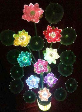 七彩招财观音荷花灯流水摆件