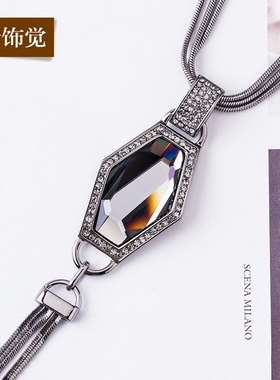 流行饰觉韩版高档几何女长项链