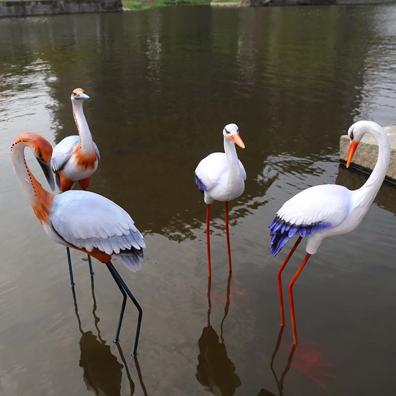 園林模擬仙鶴雕塑花園擺件樹脂工藝品庭院景觀動物裝飾品田園擺設