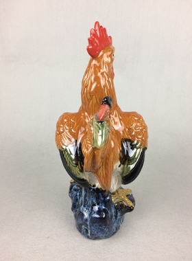 公鸡金鸡报晓石湾公仔陶瓷动物摆件生肖鸡家居摆设