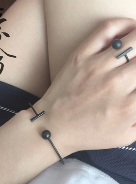 手镯竖棍圆珠开口不对称cos指环