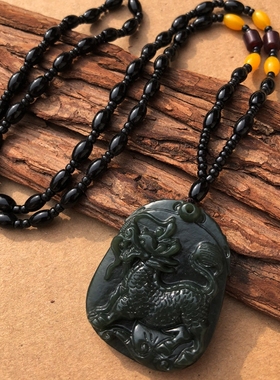 天然麒麟项链挂件证书玉吊坠