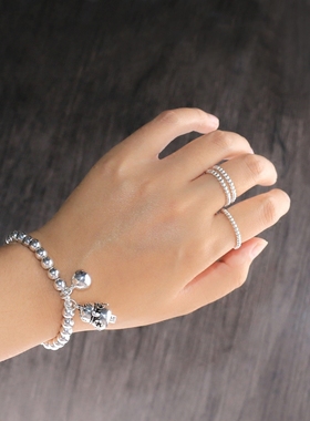 百搭弹力纯银珠细款小戒指