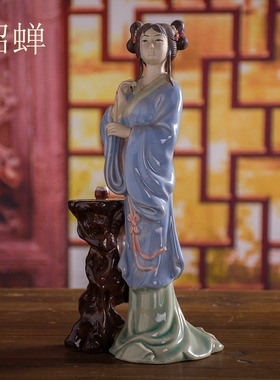 陶瓷搭配古典风四大美女人物雕塑