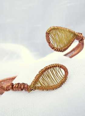 原创百搭礼物绕线紫铜臂环定制