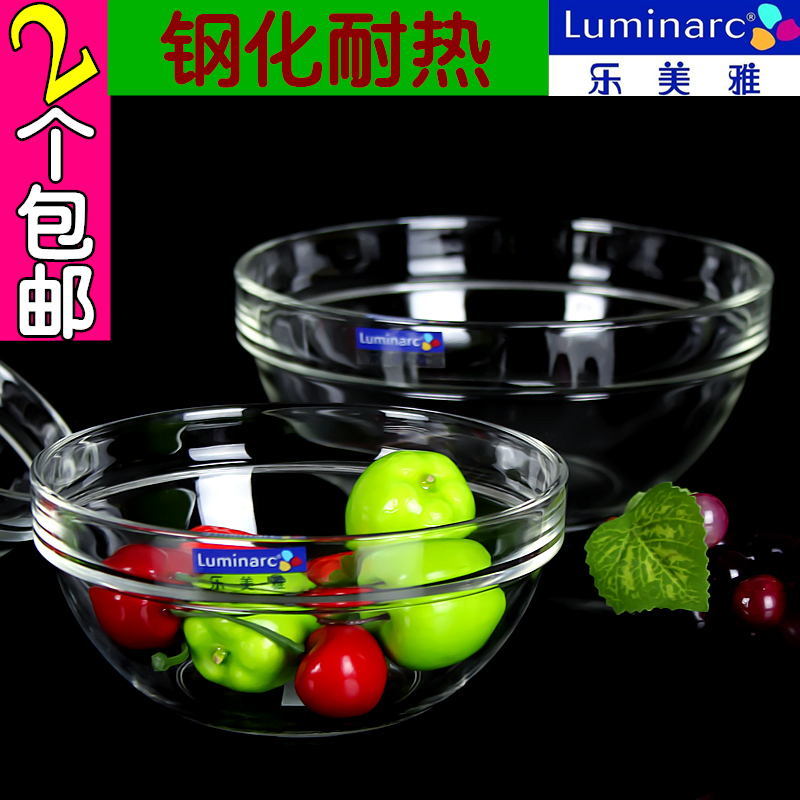 乐美雅钢化玻璃碗透明耐热沙拉碗吃饭碗甜品碗家用烘焙面碗微波炉 - 图0