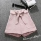 Quần short cạp cao nữ hè 2019 phiên bản Hàn Quốc mới của quần lửng ống rộng rộng có hoa dại và quần giải trí để mặc - Quần short