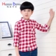 Hasen Danny 2019 Mùa thu bé trai mặc áo sơ mi kẻ sọc cotton dày Áo sơ mi dài tay trẻ em - Áo sơ mi