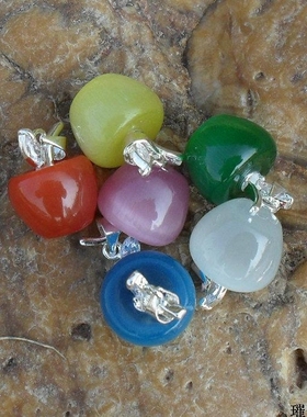 diy925银猫眼石项链饰品吊坠