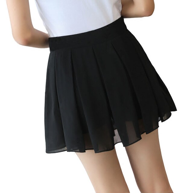 Skirt with ruffled large size chiffon high waist black